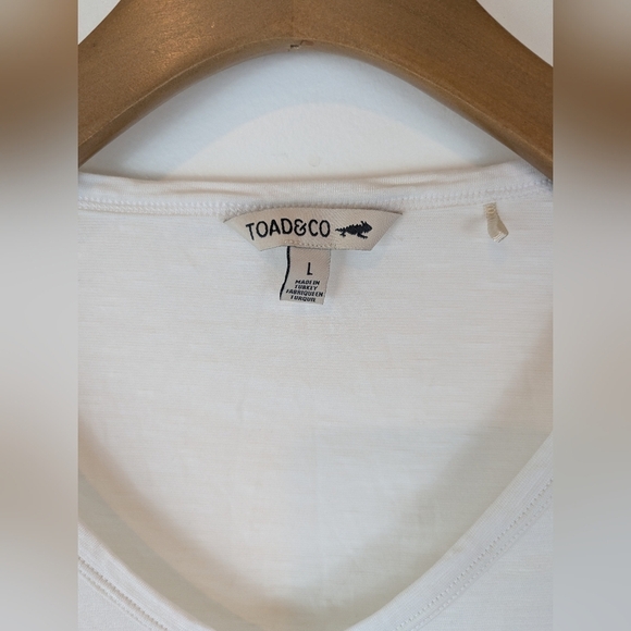 Toad & Co Marley Long Sleeve Tee in White, Sz L - Picture 2 of 5